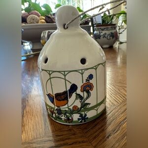Hanging Pomander Ceramic Potpourri holder Song Bird in Cage